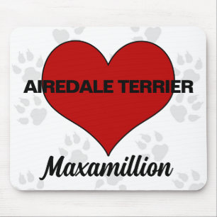 Airedale Terrier Dog Breed Red Heart with Name Mouse Mat