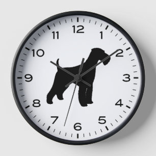 Airedale Terrier Dog Breed Silhouette Clock