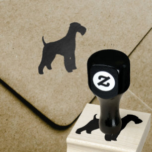 Airedale Terrier Dog Breed Silhouette Rubber Stamp