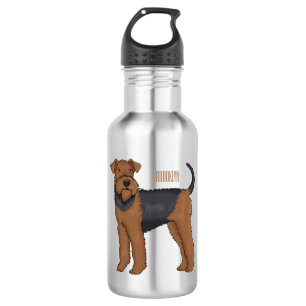 Airedale terrier dog cartoon illustration 532 ml water bottle