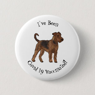 Airedale terrier dog cartoon illustration 6 cm round badge