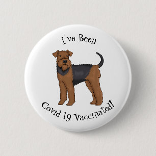 Airedale terrier dog cartoon illustration 6 cm round badge