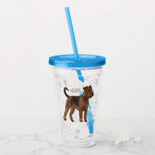 Airedale terrier dog cartoon illustration acrylic tumbler