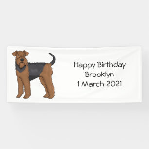 Airedale terrier dog cartoon illustration banner