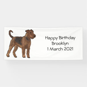 Airedale terrier dog cartoon illustration banner