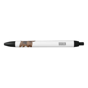 Airedale terrier dog cartoon illustration black ink pen