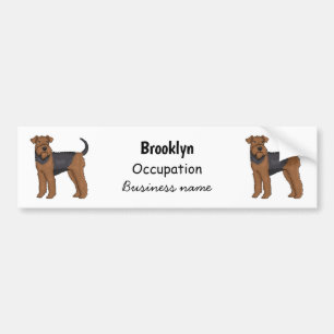 Airedale terrier dog cartoon illustration bumper sticker