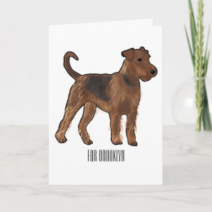 Airedale terrier dog cartoon illustration card