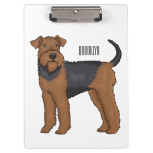 Airedale terrier dog cartoon illustration clipboard