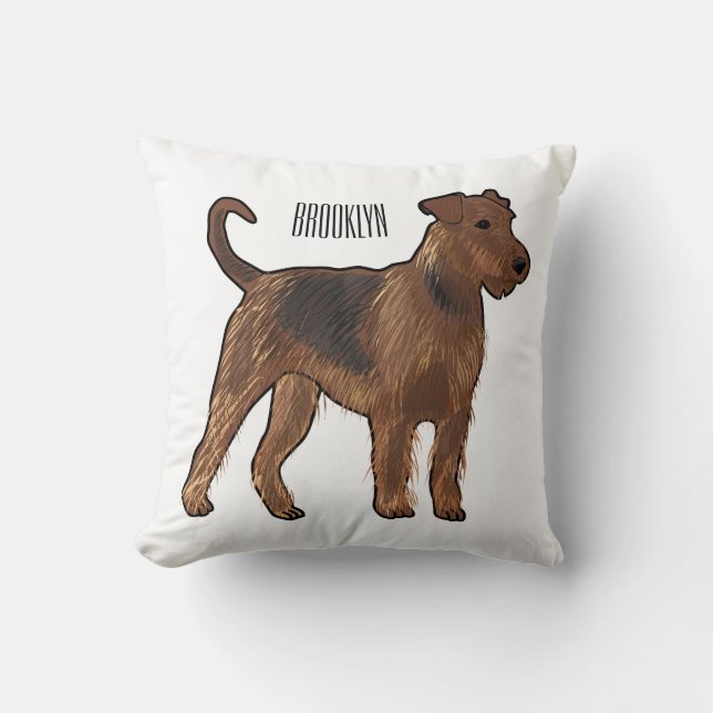 Airedale terrier dog cartoon illustration cushion (Front)