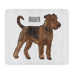 Airedale terrier dog cartoon illustration cutting board