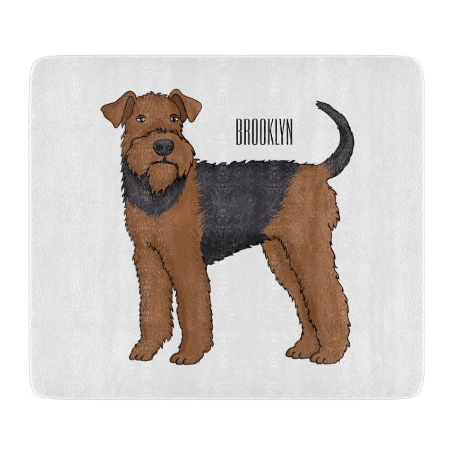 Airedale terrier dog cartoon illustration  cutting board (Front)