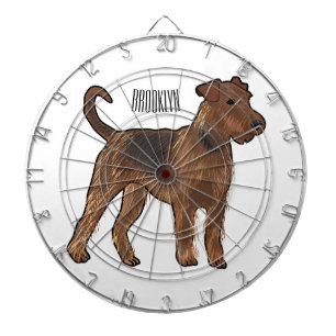 Airedale terrier dog cartoon illustration dartboard