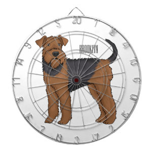 Airedale terrier dog cartoon illustration dartboard