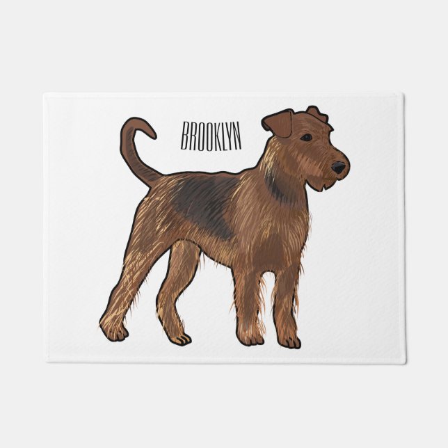Airedale terrier dog cartoon illustration doormat (Front)