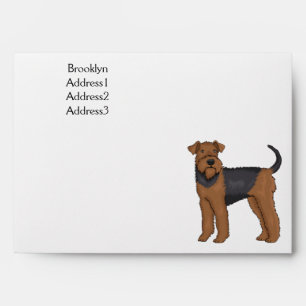 Airedale terrier dog cartoon illustration envelope
