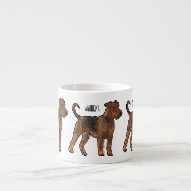 Airedale terrier dog cartoon illustration espresso cup (Front)