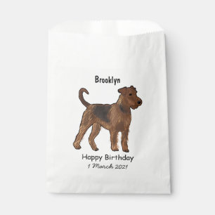 Airedale terrier dog cartoon illustration favour bags