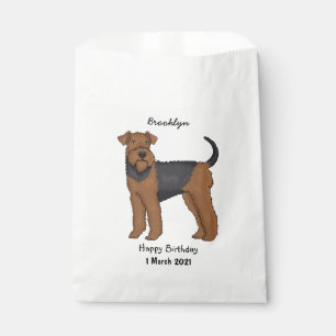 Airedale terrier dog cartoon illustration favour bags