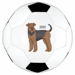 Airedale terrier dog cartoon illustration football
