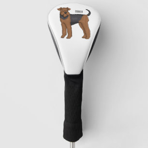Airedale terrier dog cartoon illustration golf head cover