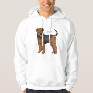 Airedale terrier dog cartoon illustration hoodie