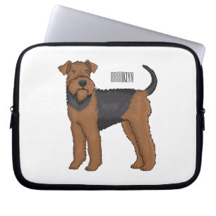 Airedale terrier dog cartoon illustration laptop sleeve