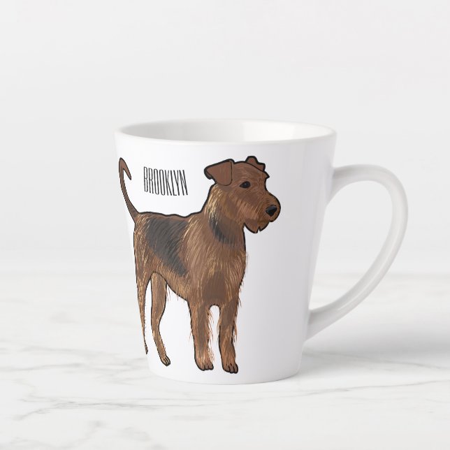 Airedale terrier dog cartoon illustration latte mug (Right)