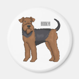 Airedale terrier dog cartoon illustration magnet