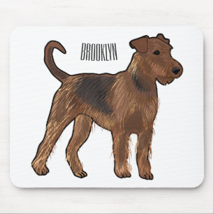 Airedale terrier dog cartoon illustration mouse mat