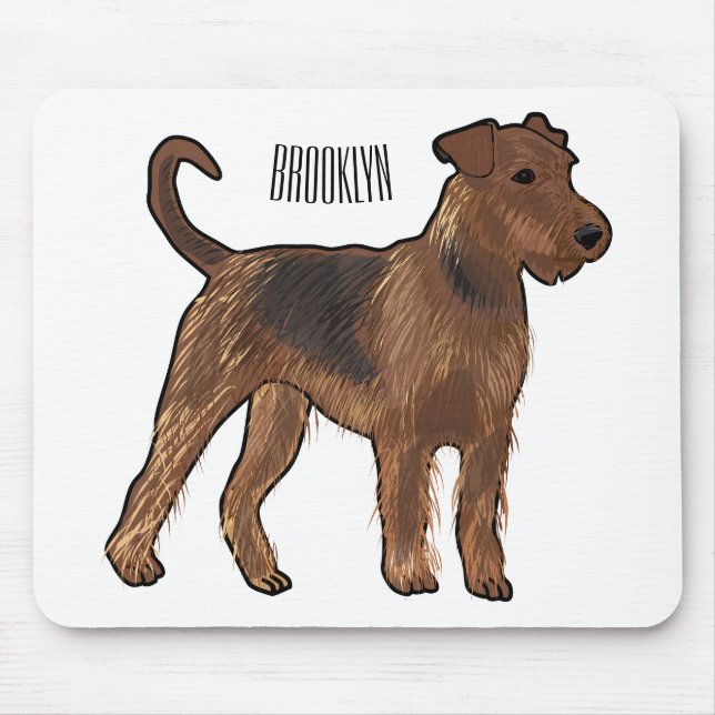 Airedale terrier dog cartoon illustration mouse mat (Front)