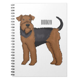 Airedale terrier dog cartoon illustration notebook
