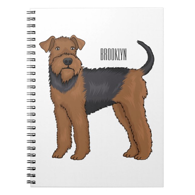Airedale terrier dog cartoon illustration notebook (Front)