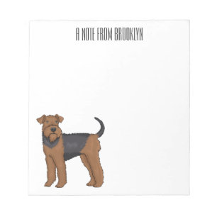 Airedale terrier dog cartoon illustration notepad