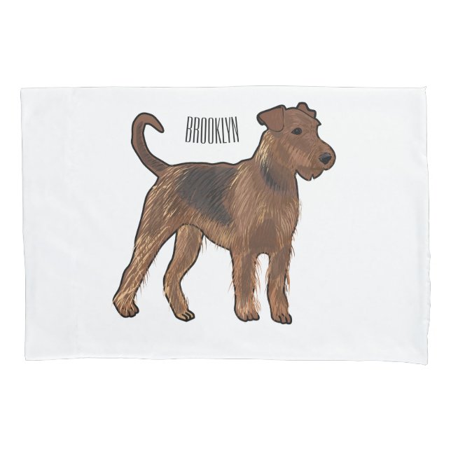 Airedale terrier dog cartoon illustration pillowcase (Front)