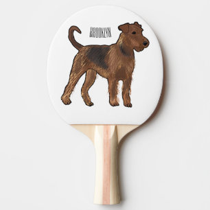 Airedale terrier dog cartoon illustration ping pong paddle