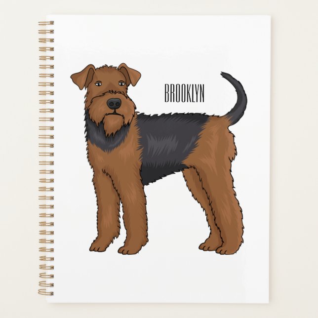 Airedale terrier dog cartoon illustration planner (Front)