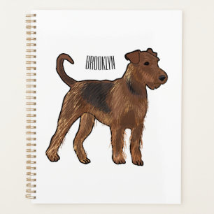 Airedale terrier dog cartoon illustration planner