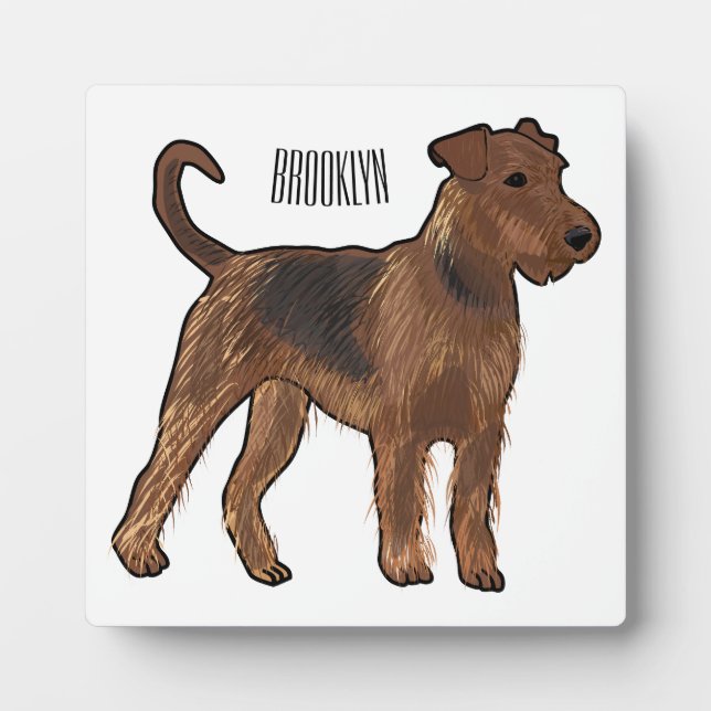 Airedale terrier dog cartoon illustration plaque (Front)