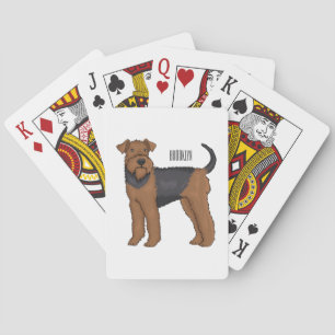 Airedale terrier dog cartoon illustration playing cards