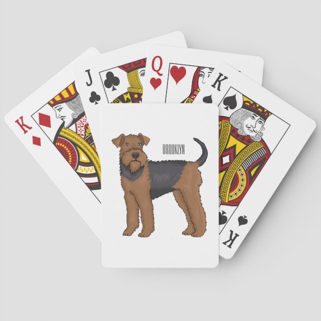 Airedale terrier dog cartoon illustration playing cards (Back)