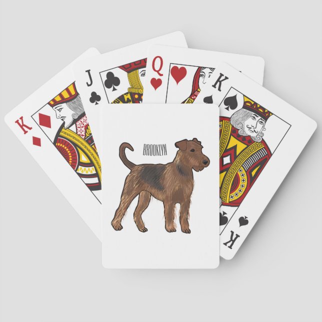 Airedale terrier dog cartoon illustration playing cards (Back)