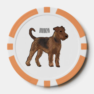 Airedale terrier dog cartoon illustration poker chips
