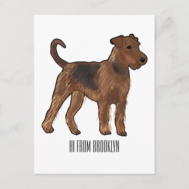 Airedale terrier dog cartoon illustration postcard (Front)