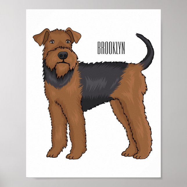 Airedale terrier dog cartoon illustration poster (Front)