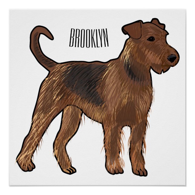Airedale terrier dog cartoon illustration poster (Front)