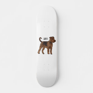 Airedale terrier dog cartoon illustration skateboard