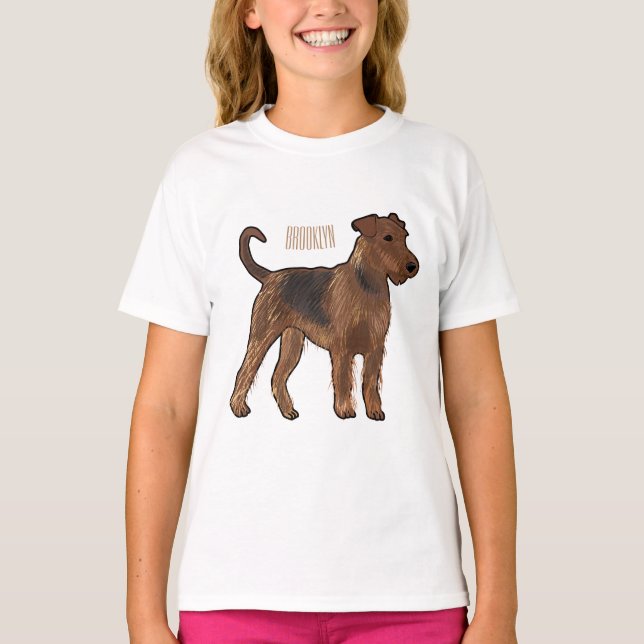 Airedale terrier dog cartoon illustration T-Shirt (Front)