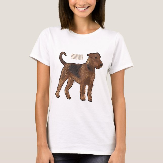 Airedale terrier dog cartoon illustration T-Shirt (Front)