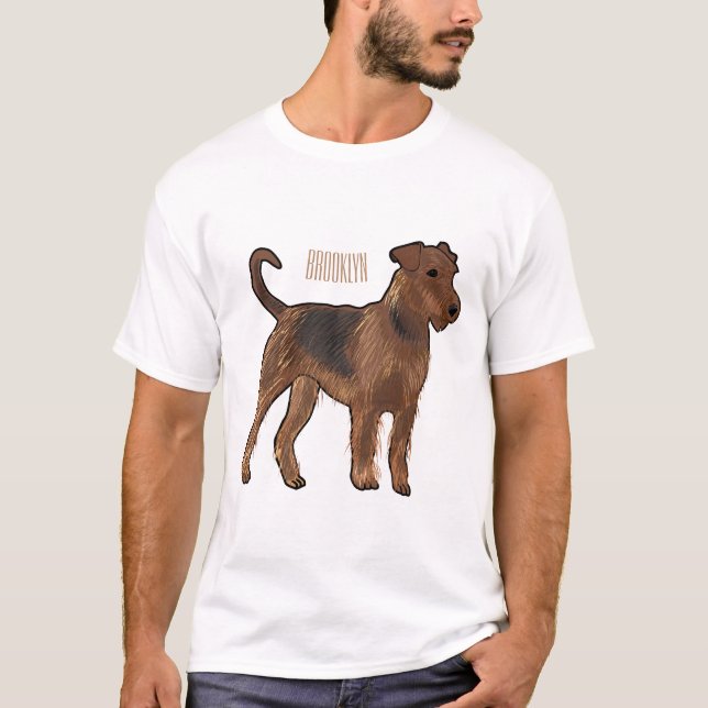 Airedale terrier dog cartoon illustration T-Shirt (Front)